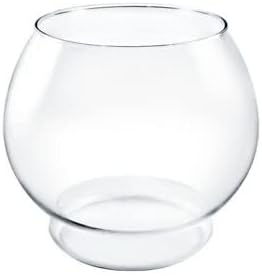 Glass Beta Goldfish Fish Bowl Round Vase Small Glass Round Vase for Weddings, Events, Decorating, Arrangements, Flowers, Office, or Home Decor (Large, 1 Gallon)