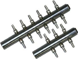 Stainless Steel Air Pump Manifold 6 Ports for Aeration Distribution Air Flow Splitter Lever Control Valve for Water Garden Koi Fish Ponds, Fish Tanks and Aquarium Filtration