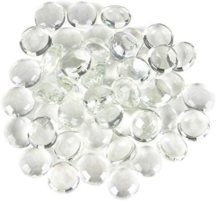 ARSUK Clear Flat Glass Pebbles, (5 LBS) Marbles for Vases, Glass Marbles, 400 Pcs Vase Fillers, Table Scatter for Weddings, Aquarium Stones, Candle Holders, Crafts, Glass Beads for Vases, (0.7-0.8")