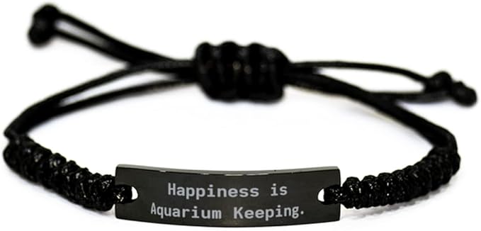 Best Aquarium Keeping, Happiness is Aquarium Keeping, Unique Holiday Black Rope Bracelet from Men Women