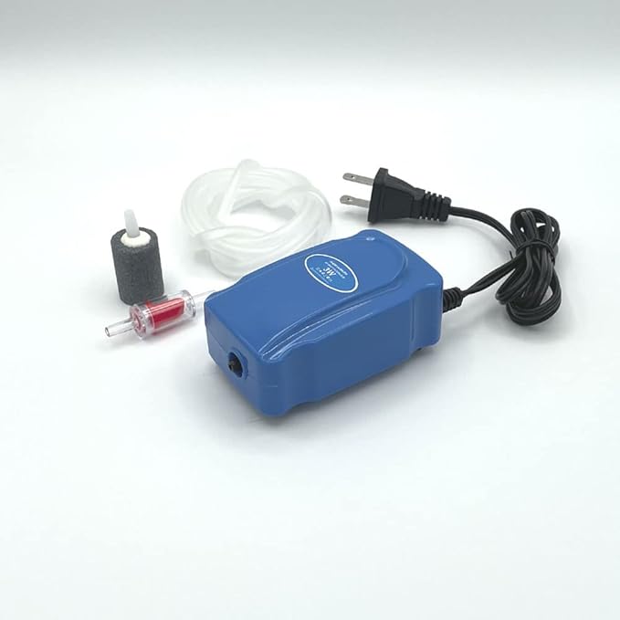 Aquarium Air Pump Kit for 3-20 Gallon Fish Tank, 3W 48GPH Oxygen Aerator for Sponge Filter with Air Stone, Airline Tubing, Check Valve, Hydroponic Air Bubbler Pump