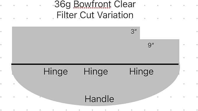 Aquarium Lid 36 Gallon Bow Front 3/16" Clear Polycarbonate. Tank not Included (Filter Cutout 3x9)