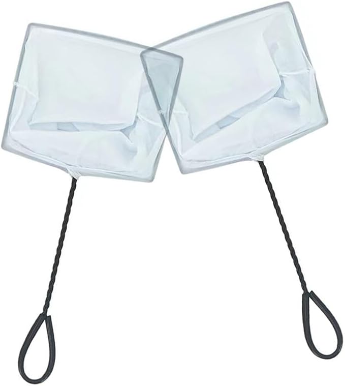 CNZ 10"" Aquarium Fish Net with Long Handle, 2-Pack, Black