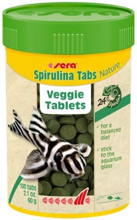Sera Spirulina Tabs Nature, 100 Tabs for Herbivorous Fish, 2.1 oz