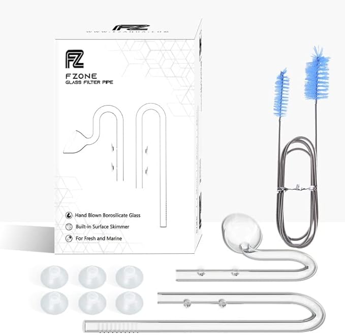 FZONE 20mm Aquarium Glass Lily Pipe Kits with Lily Inflow Lily Outflow and Brush for 3/4" ID (19/25mm) Tubing