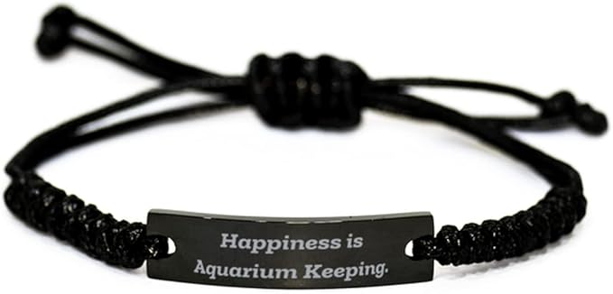 Cool Aquarium Keeping, Happiness is Aquarium Keeping, Funny Black Rope Bracelet for Men Women from