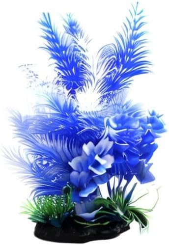 uxcell White Blue Plastic Plant Ornament Aquarium Terrarium Decoration for Reptiles and Amphibians