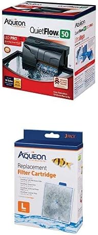 Aqueon QuietFlow LED PRO Aquarium Power Filter, Size 50 Bundle