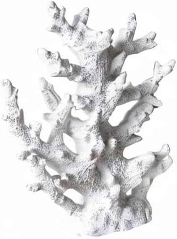 Taotenish Artificial Coral Ornament Underwater Sea Plants Decorations Craft Resin Aquarium Plants Coral Fish Tank Decorations - White