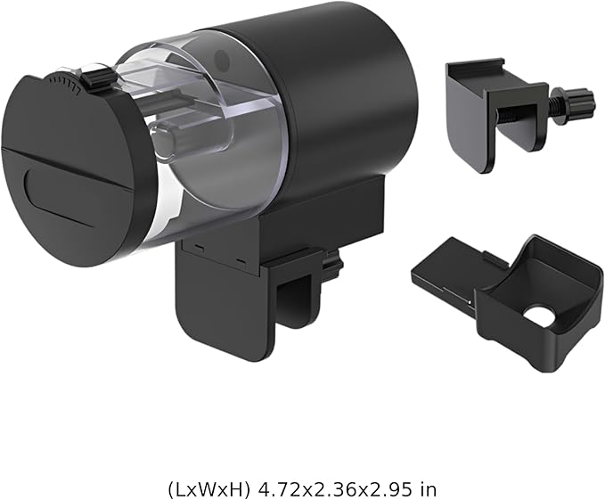 Automatic Fish Feeder for Aquarium, Smart Black Plastic Auto Dispenser with 7-Gear Precision Timer, Moisture-Proof, 100 ml Capacity, 4.7 x 2.4 x 3.0 in for Fish & Turtles