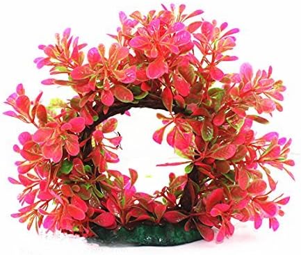 Superdream Plastic Curve Design Fish Tank Water Plant/Grass, 6-inch, Red Green