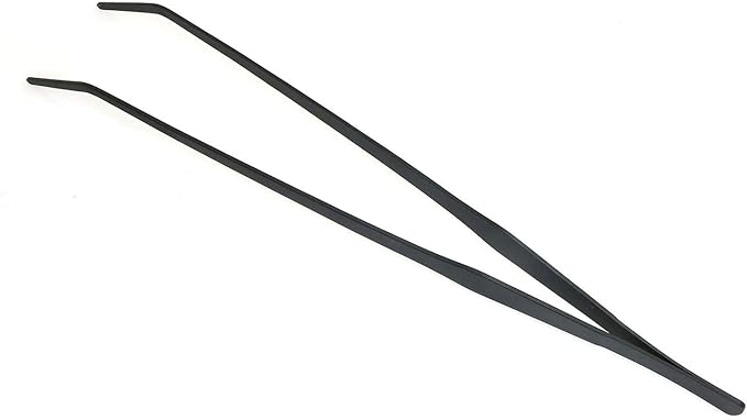 RLECS 15 inch Aquarium Tweezers Non-Slip Stainless Steel Curved Tweezer with Carbonation Protection Coating Fish Tank Cleaner Aquarium Accessories, Black