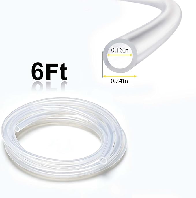 Carefree Fish Aquarium Silicone Airline Tubing Odorless Anti-Fall-Off Air Hose 6Ft 3/16" (4mm) ID for Fish Tank Air Pump Air Stone and Bubble Filter