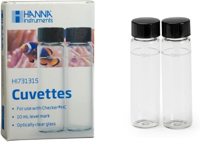 WLR Industries Hanna HI731315 - Glass Cuvettes and Caps for Hanna Checker Saltwater Aquarium Alkalinity Colorimeter Checker Tester