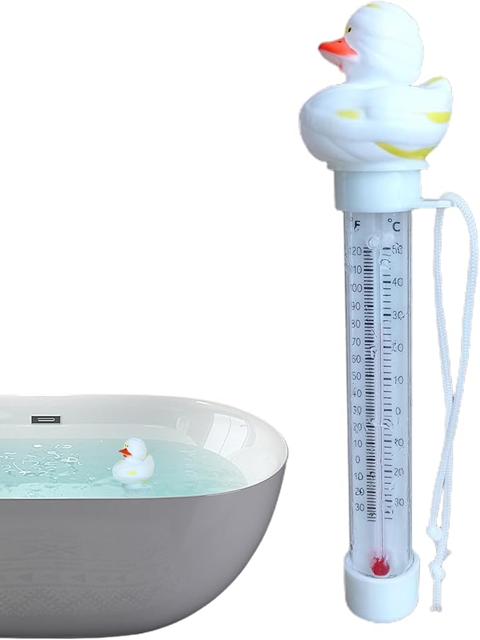 Pool Floating Thermometer, Bath Thermometer, Easy-Read Water Temperature Gauge with String, Duck Shape Floating Swimming Pool Thermometer, Temperature Gauge for Hot Tubs & Aquariums