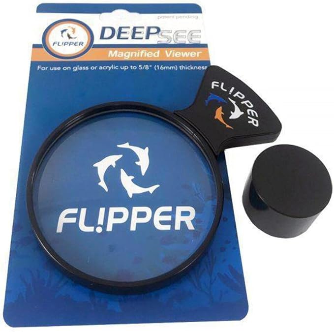 Flipper DeepSee 4" Magnetic Aquarium Viewer – Optical-Grade Magnifying Lens for Glass & Acrylic Tanks up to 5/8" Thick – Hands-Free Underwater Viewing for Fish, Corals & Aquarium Photography – Black