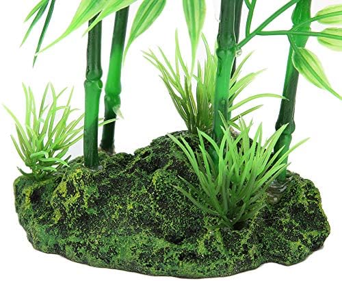 2Pcs Aquarium Bamboo Plant, Fish Artificial Bamboo Plant Green Leaf Plant Water Grass Aquatic Plastic Ornament Landscape Decor