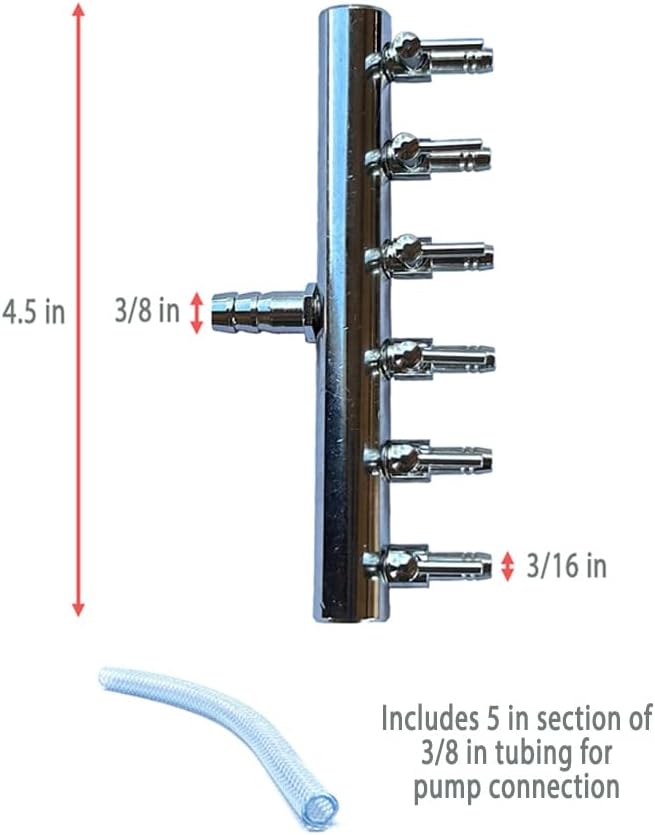 Aquarium Air Flow Manifold - 6 Way Splitter Valve