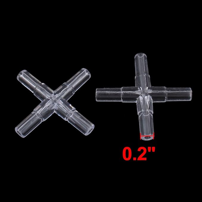 uxcell Plastic 4 Ways Cross Shaped Aquarium Air Valves Splitter 5 Pcs Clear