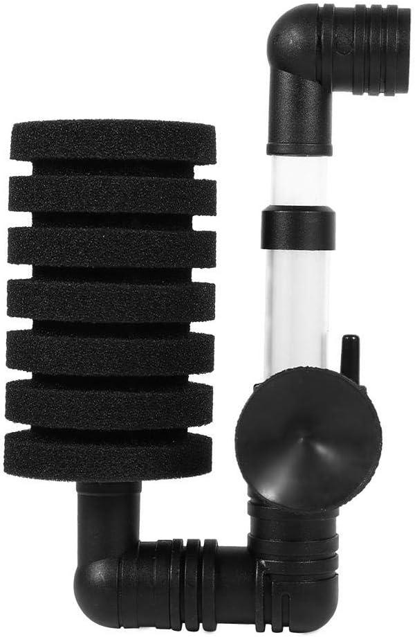 Tbest Sponge Filter,Aquarium Biochemical Sponge Filter,Aquarium Fish Biochemical Sponge Air Pump Filter Filtration with Suction Cup Single/Double Black(Single Head Filter)
