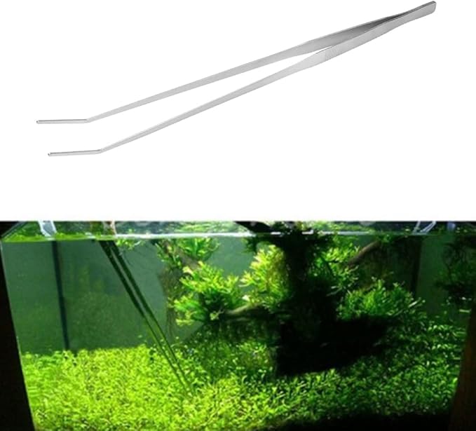 Utoolmart Aquarium Plant Tweezer, Stainless Steel Curved Tweezer, Aquarium Tweezers Extra Long 48cm, for Fish Tank Plant Aquascape Tools, Feeding Tongs
