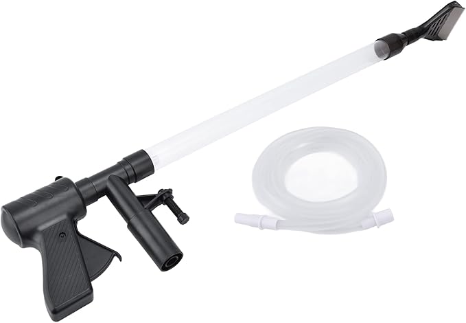 Multifunction Aquarium Gravel Cleaner, Wireless Water Changer for Fish Tank, Sand and Debris Vacuum with Duckbill Suction Inlet, Manual Press Handle for Easy Cleaning, Includes Hos