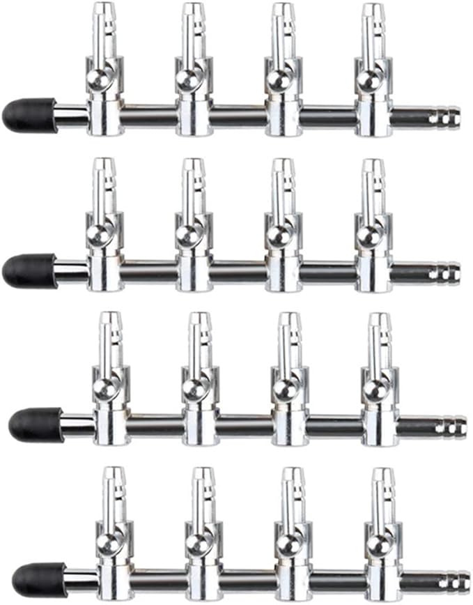 Aquarium Air Valve 4 Way Inline Manifold Air Flow Pump Tubing Splitter Lever Control Valve 4-Pack