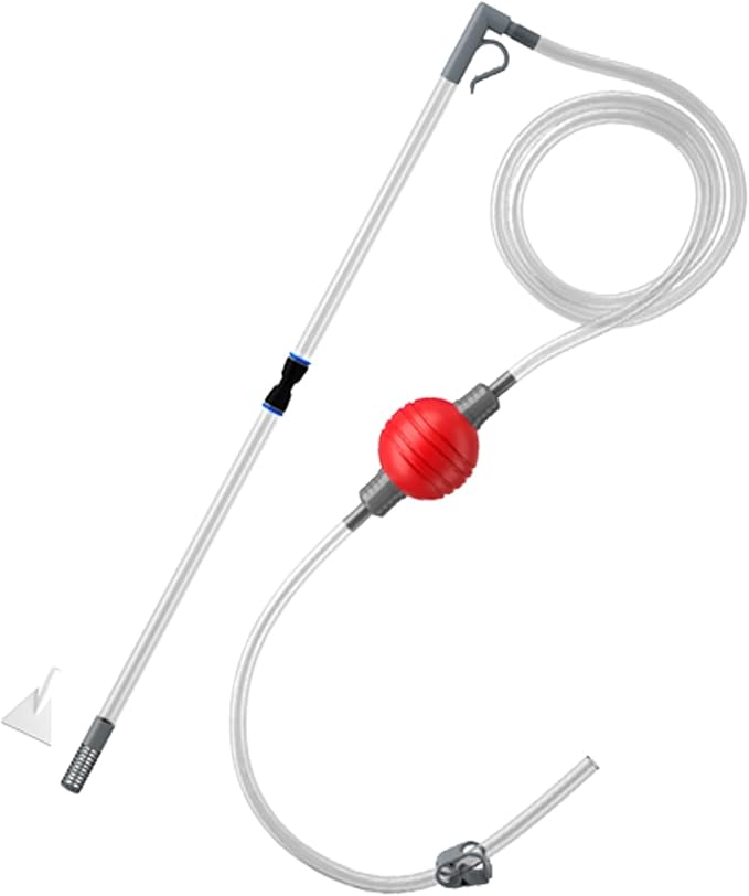 Fish Tank Cleaner 7.2ft Manual Adjustable Air Bag Valve Hot Tub Vacuum Fish Tank Gravel Sand Cleaning Aquarium Vacuum with Flexible Hose and Wand for Pool Grass Debris Cleaning, Hot Tub