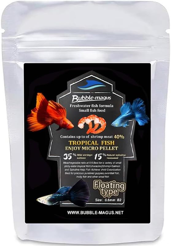 Bubble Magus Royal Guppy Mignon Pellet, All Natural Guppy Food, Sword Prawns, Spirulina, Highly Nutritious, for Cleaner Water and More Vibrant Color (2 Ounce)