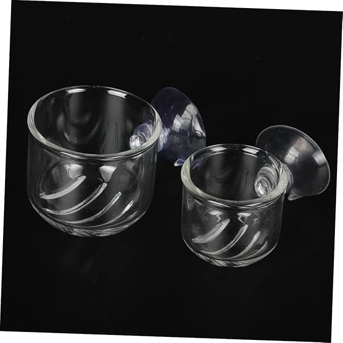BESPORTBLE 2-piece Glass Feeding Cup for Fresh Saltwater Aquariums Fish Feeder Suction Cup Ideal for Brine Shrimp Eggs Aquarium Equipment Supplies Size s