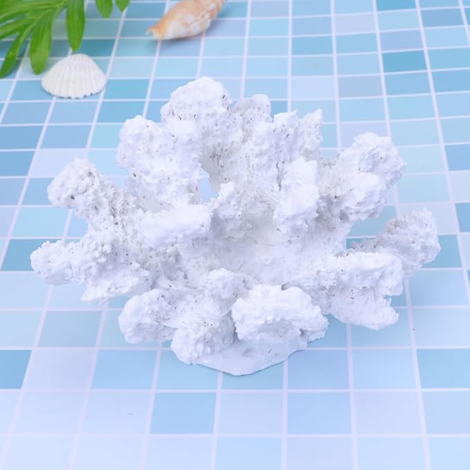 Garneck Artificial Coral Decoration for Aquarium - White Coral Plant as Stylish Underwater Landscape Decoration - Perfect Aquarium Decoration for One