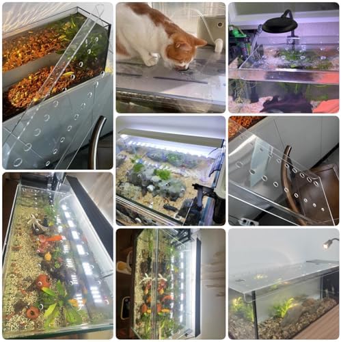 Acrylic Aquarium Anti-Jump Lid, Cat-Proof Terrarium Cover, Fish Tank Hood with Access Hole, Available in 8-20 Inch Sizes (L40xW20cm/15.7x7.9in)