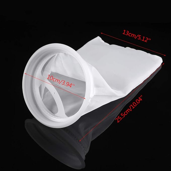 4 Inch Filter Socks 200 Micron Aquarium Nylon Filter Bags 4 in By 10 in Long Fish for Tank Filter Accessories Aquarium Heater Light Thermometers Gravel Sand Decorations