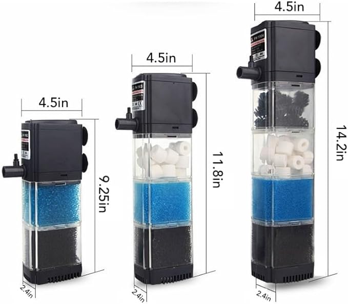High-Performance Internal Aquarium Filter 400GPH for 20-200 Gallon Tanks and Ponds, Submersible Water Pump with Wave-Maker Function for Saltwater & Freshwater Systems and Turtle Tanks (1903)