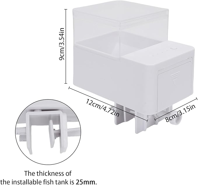 Feeder Large Capacity Fish Feeder Automatic for Tank Feeding Device, Long Battery Life for Precise Feeding Amounts (Four Grid Square [FW-03)