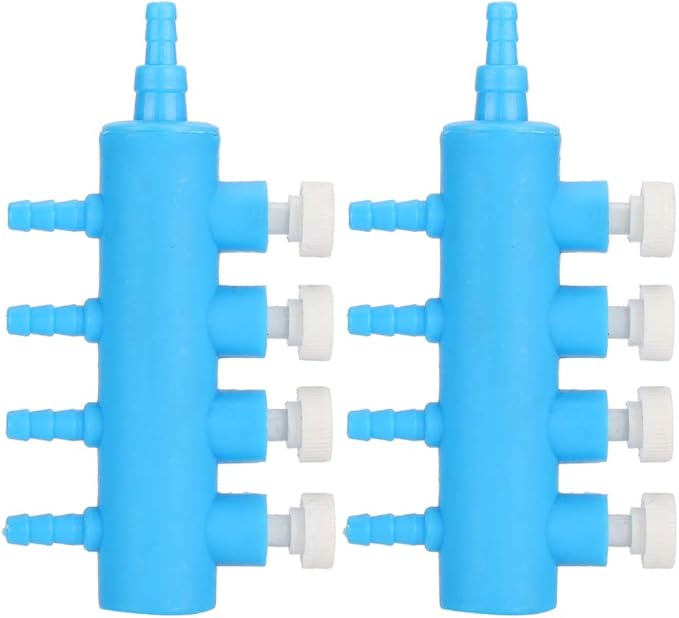 GLOGLOW Aquarium Air Control Distributor, 2pcs Aquarium 2 Way Air Pump Valve Manifold Air Control Distributor Oxygen Splitter Aquarium Oxygen Pump Adapter Accessory(4 Way)