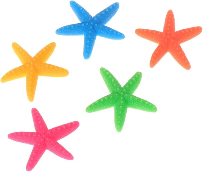 5 Pack Set Aquarium Ornaments Fish for Tank Decorations Artificial Resin Seastars Decor Safe and Aquarium Heater Light Thermometers Gravel Sand Decorations