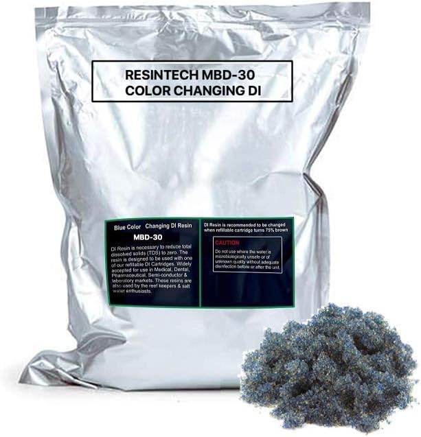 ResinTech MBD-30 Color Changing - Indicating DI Resin Replacement Refill (Deionization) - 4 lbs (64 Ounces) Sold by Oceanic Water Systems.