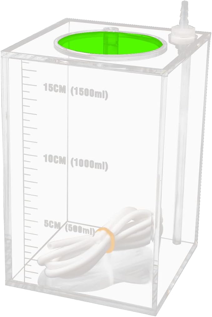 Aquarium Choice Acryli Made Liquid Storage Bucket Dosing Pump Reservoir Container (4.25 * 4.25 * 6.5 Inch;1500ml/1.5L(Green Version)