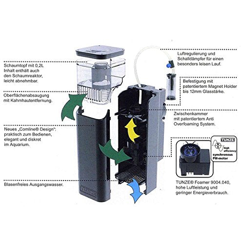 Tunze Comline DOC Skimmer 9004 I Surface Suction for Aquariums with 60-250 L I Energy-Efficient Protein Skimmer with Magnetic Holder