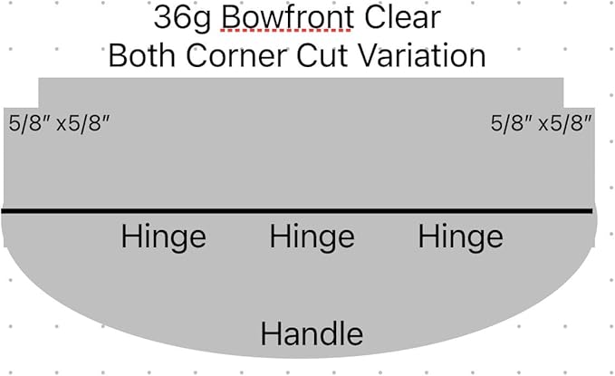 Aquarium Lid 36 Gallon Bow Front 3/16" Clear Polycarbonate. Tank not Included (Both Corner Cutout)