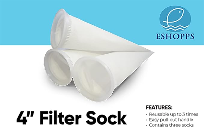 ESHOPPS 4" Filter Socks | 3 Pack | 300 Microns | Micron Bag | Filter Bag