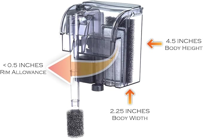 Finnex PF-7 Nano Aquarium HOB Power Filter, 52 GPH, up to 7.5 Gallon Aquariums, Made in Taiwan