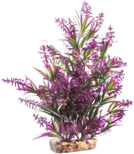 CNZ Aquarium Decor Fish Tank Decoration Ornament Artificial Plastic Plant Green/Purple, 11.8-inch