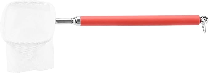 Fish Shrimp Skimming Net, Fishing Landing Net Fine Mesh Extendable Telescopic Fish Shrimp Skimming Net Stainless Steel Handle Fishing Net for Aquarium Fish Pond Creek(Red)