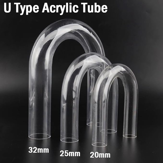 MOZTO 1pcs Aquarium Transparent U-Tube Acrylic Pipe Fittings Elbow Connector Fish Tank U-Shape Air Tube Fittings, for Garden Water Connectors O.D 20~32mm (Size : O.D 25mm)