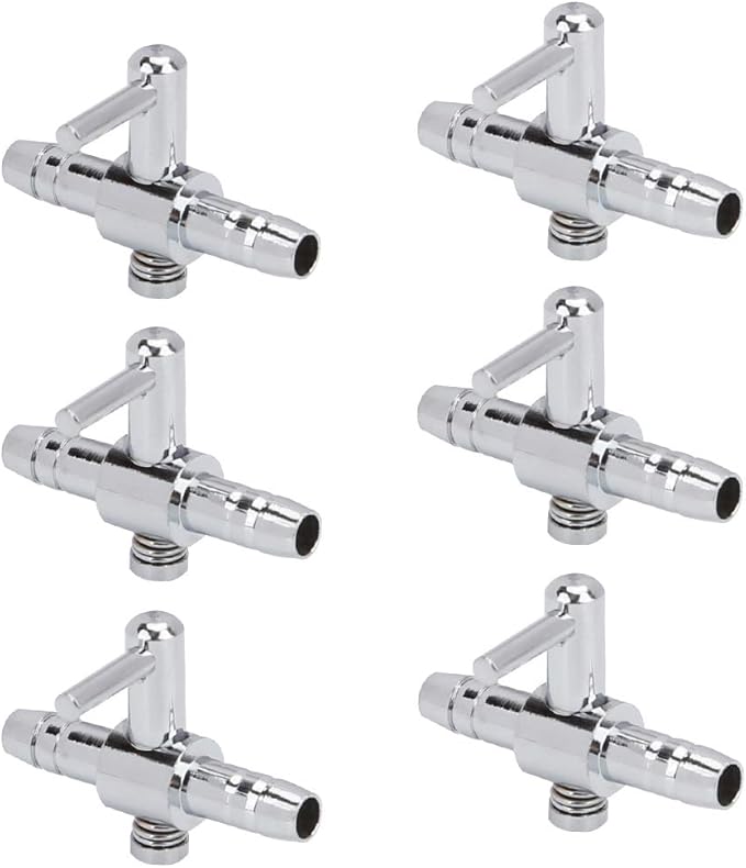 Pawfly 6 PCS 1-Way Aquarium Air Flow Control Lever Straight Valve Distributor Splitter for Fish Tank