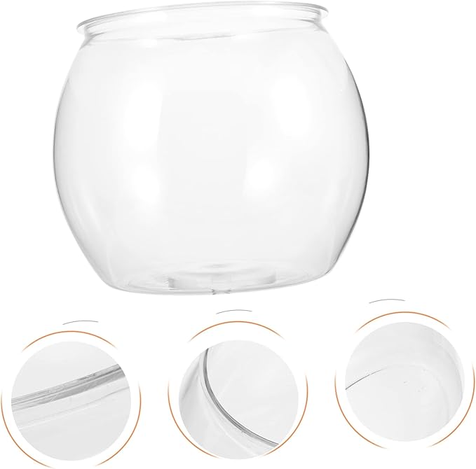 Transparent Fish Tank 7.87X7.87X6.69In Plastic Fish Bowl for Small Pets Goldfish Turtle Desktop Aquarium Decorative Micro Landscape Container