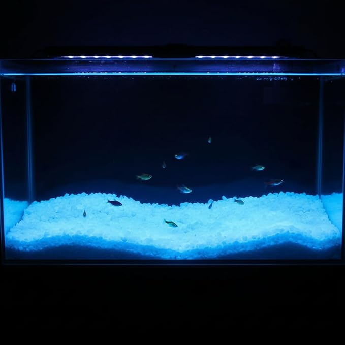 Shiny Stone Glow in The Dark Aquarium Neon Gravel Sand, Decorative Rocks for Fish Tank and Fairy Garden, Home Dec,305g/0.67lbs (3-5mm, Sky Blue)