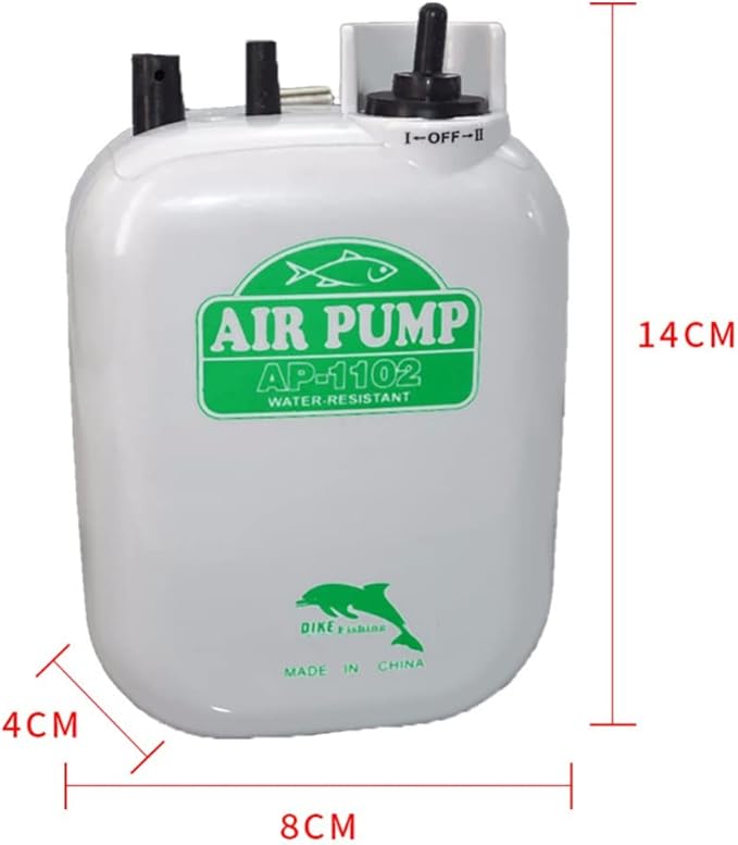 Ochine Battery Operated Quiet Oxygen Aquarium Air Pump, Portable Fish Aerator with One Outlet, Tan, Outdoor Fishing, Fish Transportation and Power Outages